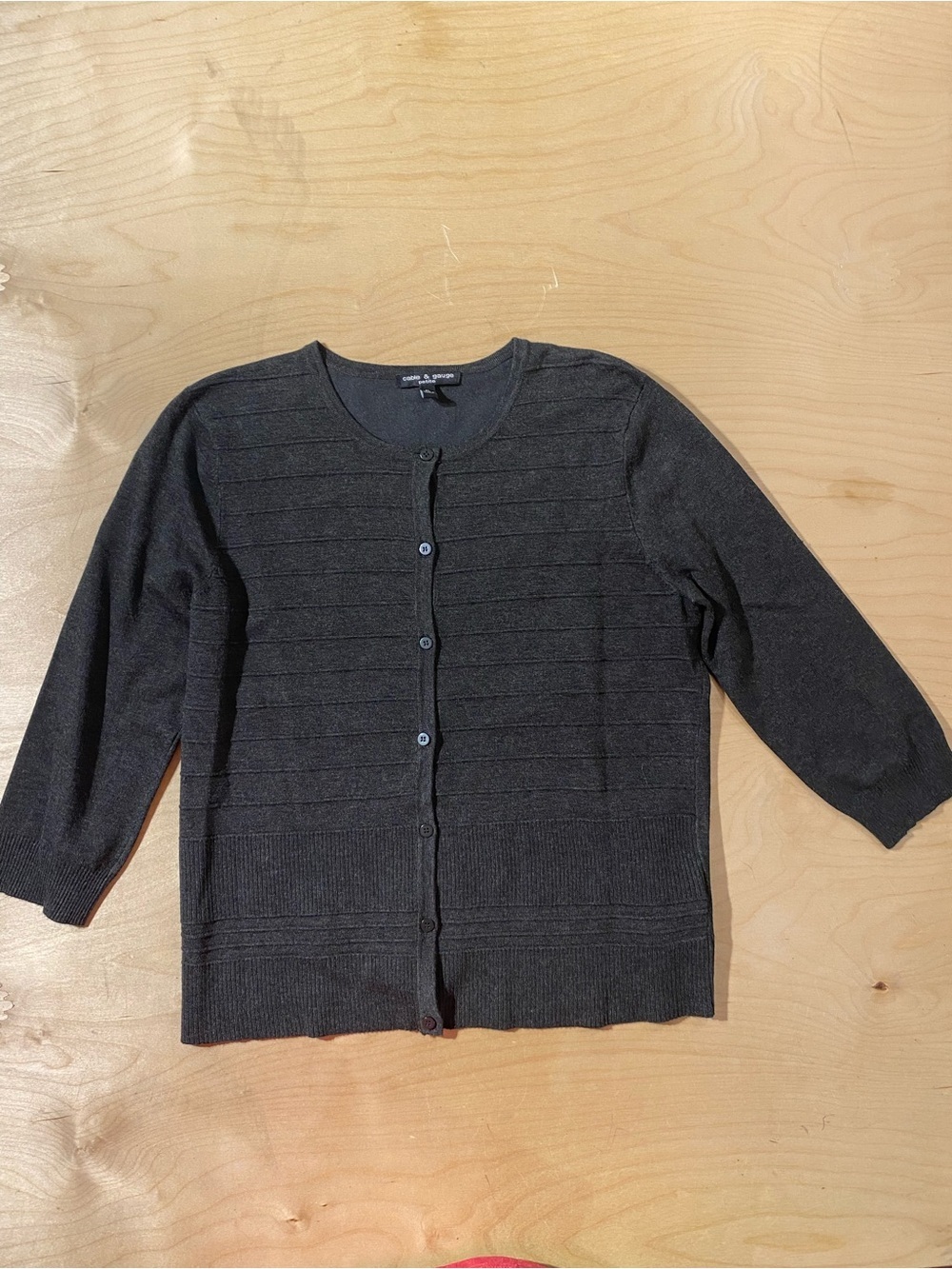 Cable & Gauge Charcoal Gray Button-Front Women's Cardigan PL (RY)